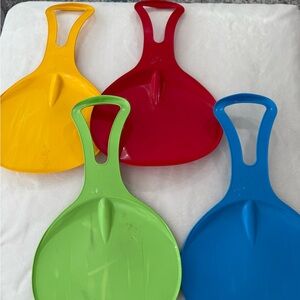 LL Bean SLOPE SLIDER Set of 4 Snow Saucer Sled Spoon Plastic Toy Kids